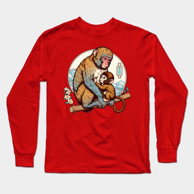 Parenting monkey mom Long Sleeve T-Shirt by Japanese Fever